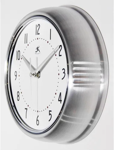 Miniatura 4 de Infinity Instruments LTD. Reloj de pared decorativo estilo retro, 9 pulgadas silencioso, para cocina o comedor, estilo moderno de mediados de siglo
