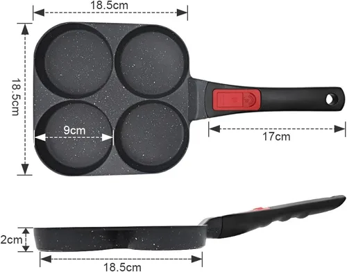 Miniatura 6 de RANX INGST Sartén para huevos de inducción, sartén antiadherente para panqueques de 4 tazas con mango desmontable, sartén para hamburguesas, sartén