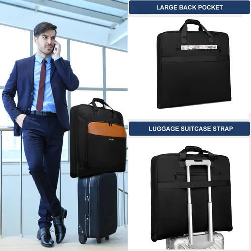 Miniatura 6 de Bolsa de ropa para viajes, bolsa grande de traje para hombre, hasta 3 trajes, bolsas de ropa para viajes de negocios, maleta colgante 2 en 1
