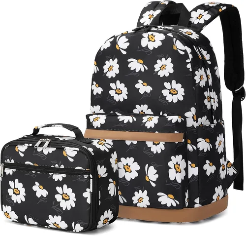 Miniatura 25 de 3 piezas de mochila con estampado de margaritas para niños, mochila de escuela primaria, mochila para estudiantes de primaria, mochila para Negro
