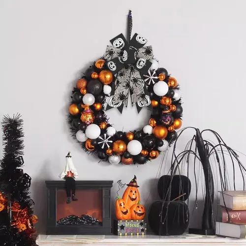 Miniatura 3 de Threetols 2 rollos de cinta de Halloween con borde con cable de 10 yardas, cinta de arpillera de tela de araña negra de 2.5 pulgadas, cinta