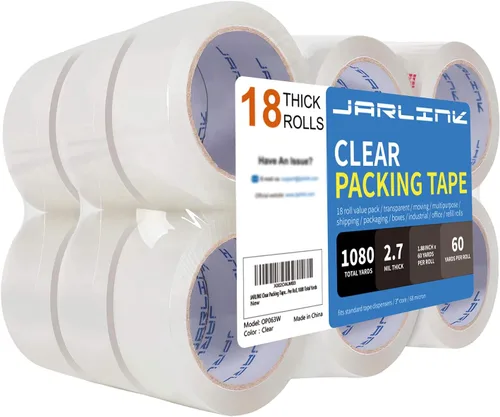 Miniatura 12 de JARLINK - Cinta de embalaje transparente (6 rollos), cinta de embalaje resistente para envíos, embalajes, mudanzas y sellados; cada rollo mide 2,7