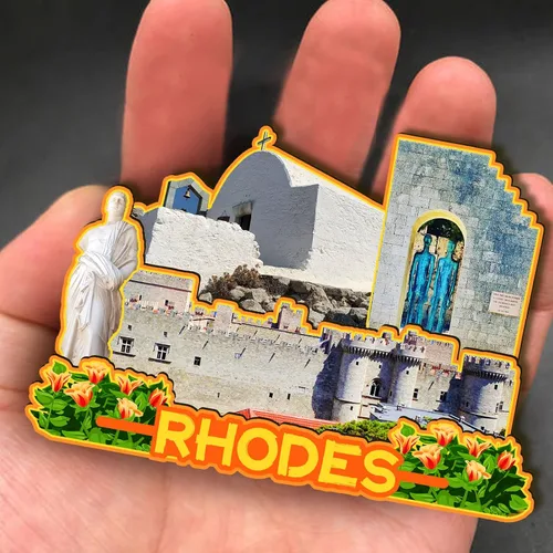 Miniatura 4 de Imán de madera de Rhodes Grecia 3D para nevera, viajes, coleccionables, recuerdos, decoración, manualidades hechas a mano