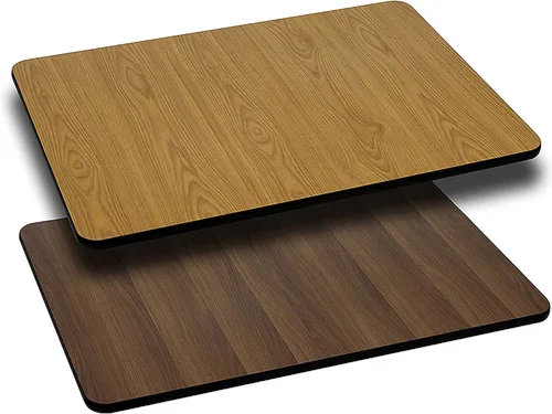 Miniatura 36 de Flash Furniture - Tapa de mesa de resina brillante de 30.0 x 48.0 pulgadas, con borde caído de 2.0 pulgadas de grosor Natural/Nogal