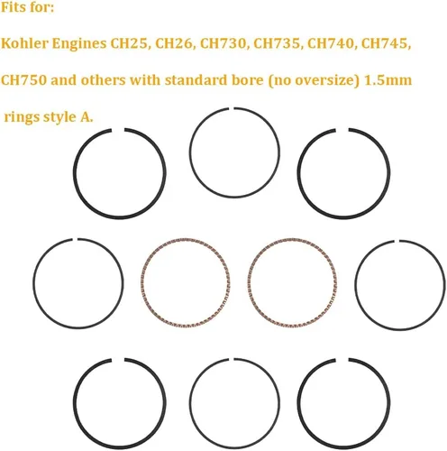 Miniatura 2 de Dos juegos de anillos de pistón para motores Kohler CH25 CH26 CH730 CH735 CH740 CH745 CH750 y otros 24-108-14-s 2410814s