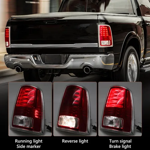 Miniatura 2 de FIONE - PARA Dodge Ram 1500 Ensamble de luces traseras 2013-2018, 2500 y 3500 Luz trasera 2014-2018 Nueva mejora LED Luz trasera con bombillas, Lado