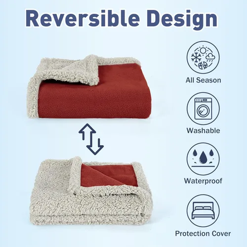 Miniatura 2 de Kritter Planet - Manta impermeable y a prueba de orina para perros grandes; manta suave, reversible y a prueba de líquidos para proteger el sofá