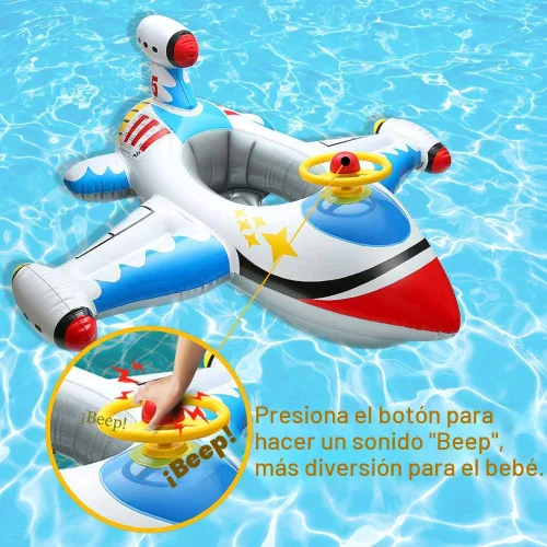 Miniatura 5 de Flotador inflable de piscina para bebé, barco flotante con cuerno de volante para niños pequeños de 1 a 4 años de edad para niños y niñas, inflable
