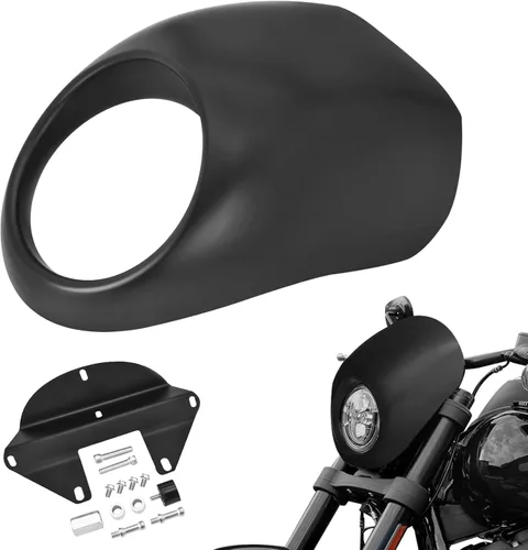 Miniatura 8 de Amazicha Máscara de Carenado para Faros Delanteros, Soporte de Visera para Faros Delanteros Compatible con Harley Sportster XL 1973-posterior