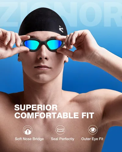 Miniatura 7 de ZIONOR Gafas de natación para adultos, G1 Air con protección UV antivaho y a prueba de fugas, ajuste cómodo para adultos, hombres y mujeres, incluye