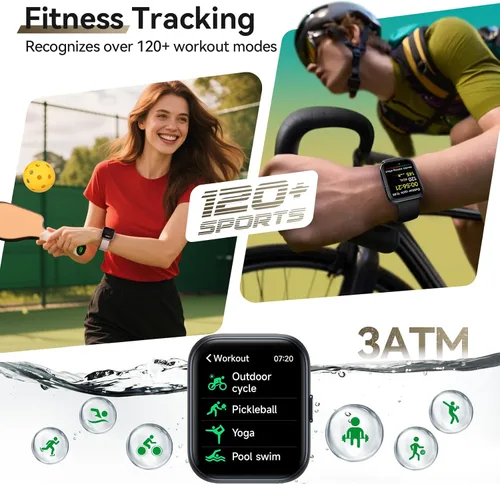Miniatura 3 de Relojes inteligentes para hombres (Android/iPhones), más de 120 modos deportivos con monitor de ritmo cardíaco, monitor de ritmo cardíaco