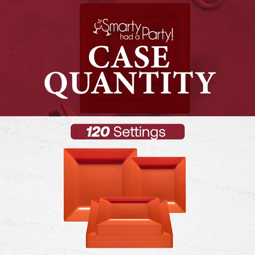 Miniatura 5 de Smarty Had A Party Elegante juego de vajilla de plástico desechable, platos de plástico resistentes (naranja, juego de platos combinados