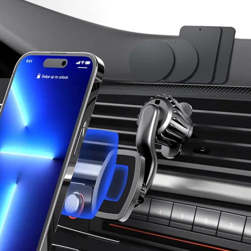 iFunyLED Soporte magnético para teléfono de automóvil, soporte de teléfono celular con clip mejorado, soporte de teléfono magnético fuerte de 360°