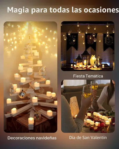 Miniatura 7 de Homemory Paquete de 48 velas parpadeantes sin llama, velas falsas LED que funcionan con pilas más de 200 horas para centros de mesa de boda, base