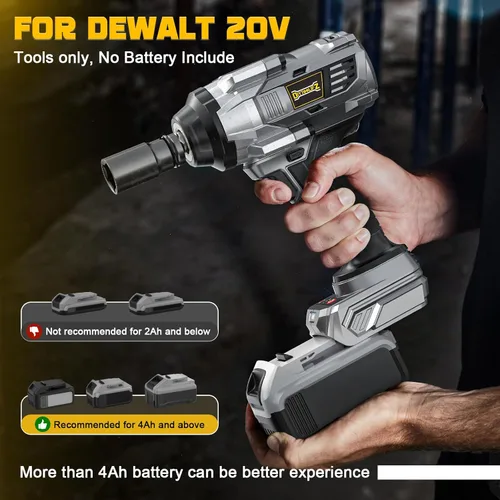 Miniatura 4 de DIYtoolifz Llave de impacto inalámbrica de 1/2 pulgada para batería Dewalt de 20V, 1000FT-LBS(1360N.m) Pistola de impacto eléctrica sin escobillas