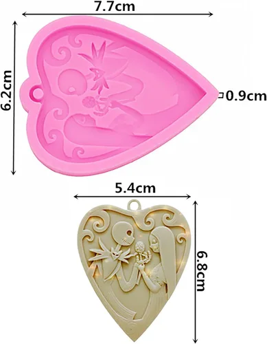 Miniatura 2 de Molde de silicona con agujero para llavero con forma de corazón con diseño de calavera para Halloween, manualidades, dulces, postres, aretes
