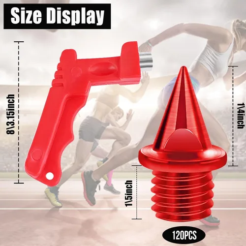 Miniatura 2 de JULMELON 120 PIEZAS Clavos de Pista y Campo Traviesa de Acero Inoxidable de 1/4 pulgada Clavos para Zapatos de Golf con Llave para Clavos, Clavos