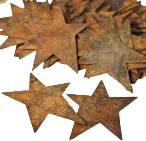 Miniatura 15 de Paquete de 36 recortes de estrella de hojalata oxidada, estrellas de metal oxidadas para manualidades – Primitivo, rústico campestre, manualidades