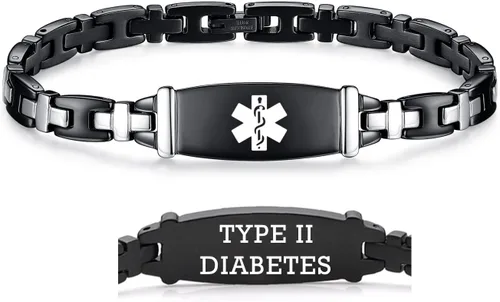Miniatura 101 de LinnaLove Lady Medical Alert - Pulseras médicas de acero inoxidable para mujer, 7.5 pulgadas