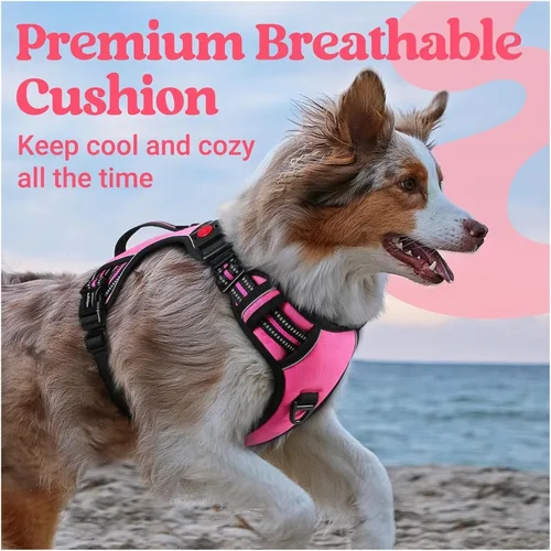 Miniatura 6 de Adjustable Reflective Nylon Dog Harness Vest No Pull Soft & Air-Permeable Pet Harness for Small & Large Dogs(Black,S)