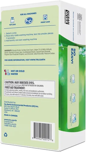 Miniatura 2 de Tru Earth Hojas de detergente compacto para ropa seco, sin perfume, hasta 768 cargas (384 unidades), sin parabenos, detergente sin líquido Eco-Strip