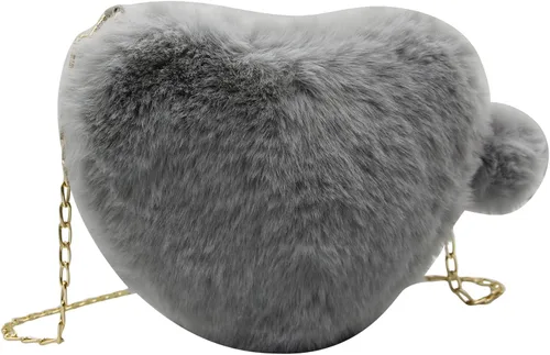 Miniatura 6 de Bolso de mano con forma de corazón de piel sintética para mujer y niña, con correa de cadena de metal
