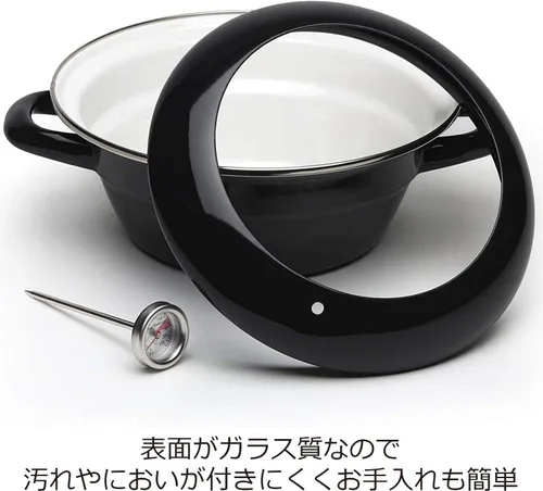 Miniatura 5 de Fuji enamel Tempura Pot 9.4 in (2.8L) con termómetro TP-24 ? BK