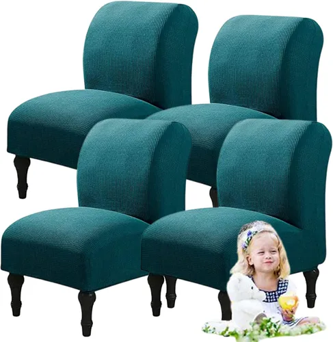 Miniatura 9 de Fundas elásticas para silla sin brazos, extraíbles y lavables, de elastano jacquard sin reposabrazos, protector de muebles para sala de estar, Verde