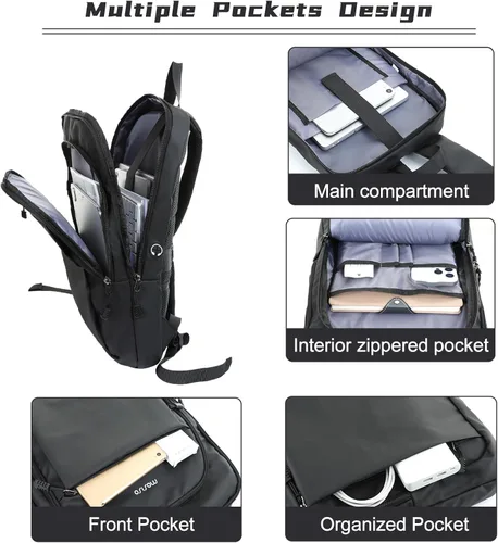 Miniatura 2 de MOSISO Mochila para laptop, mochila compacta y delgada para computadora, bolsa de viaje para computadora portátil, mochila casual con correa de Negro