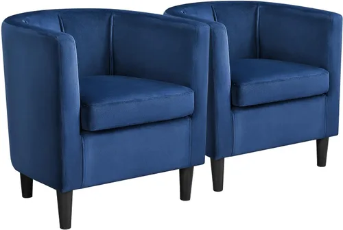 Miniatura 15 de Yaheetech - Silla de terciopelo decorativa, sillones modernos y cómodos, silla de sofá de barril tapizada para sala de estar, dormitorio, sala