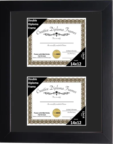 Miniatura 65 de Creative Picture Frames Marco de diploma doble clásico negro de 6 x 8 pulgadas con vidrio negro y colgador de pared instalado
