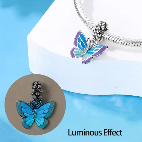 Miniatura 3 de LNQOBU Dijes de plata de ley 925, dijes colgantes de camaleón que cambian de color, que brillan en la oscuridad, se adaptan a pulseras de dijes