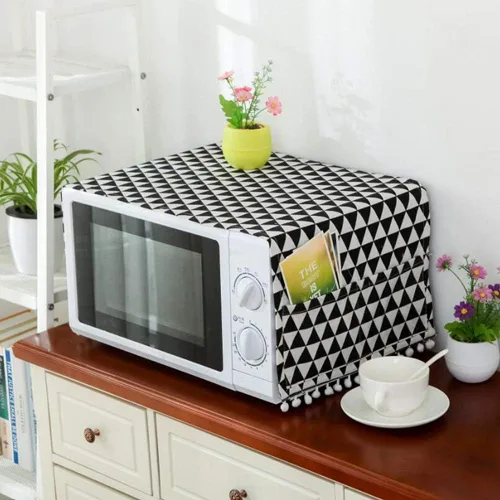 Miniatura 6 de AKOAK 1 paquete de 11.81 x 35.43 pulgadas, cubierta antipolvo para microondas y cocina para el hogar, funda de horno de lino y algodón con bolsa