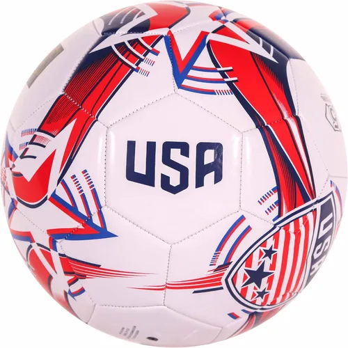 Miniatura 3 de CLASICO Balón de fútbol de Estados Unidos, tamaño 5, con base blanca limpia y colores rojo y azul, incluye bomba y aguja, para edades de 14 años