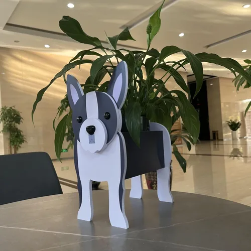 Miniatura 5 de Bamboo's Grocery LoKii Macetas de perro Boston Terrier, linda maceta de perro, contenedores de plantas con forma de animales, para plantas