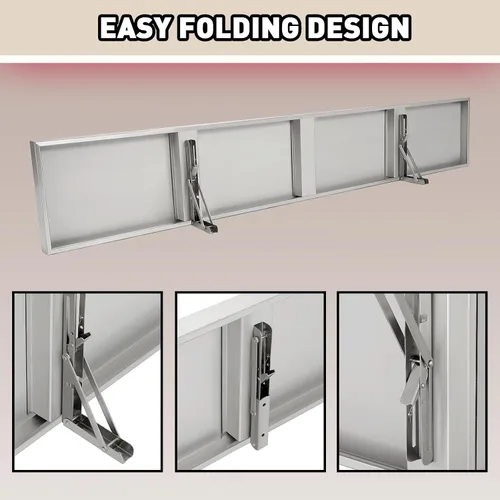 Miniatura 7 de HECASA Estante plegable para ventana de concesión de 6 pies, 70.8 pulgadas de largo x 11.6 pulgadas de ancho, estante para alimentos, camión