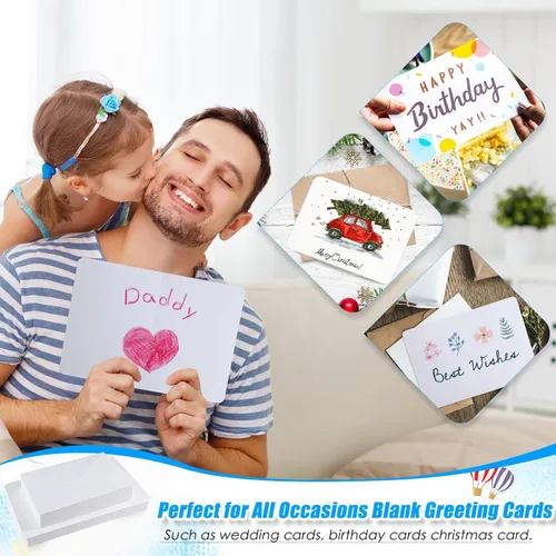Miniatura 7 de Sabary Juego de 100 tarjetas de acuarela en blanco con sobres, 140 libras/10.58 oz/m², tarjetas de papel de acuarela de algodón pesado, tarjeta