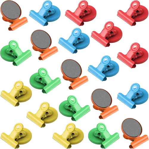 VNDUEEY Paquete de 20 imanes para nevera, clips magnéticos fuertes resistentes, clips magnéticos para pizarra blanca, imanes para nevera, taquilla,