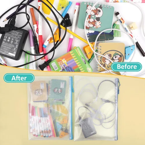 Miniatura 5 de YOPCDJ 12 bolsas de malla con cremallera, bolsa de rompecabezas A5 (12 colores, 12 paquetes) para organizar, bolsa de almacenamiento imprescindible