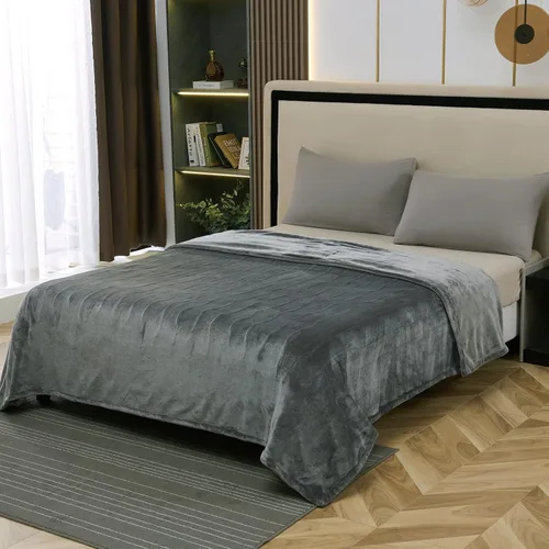 Miniatura 2 de Manta térmica eléctrica tamaño Queen, manta de calentamiento rápido, franela de terciopelo suave para invierno, 4 niveles de calefacción, 10 horas