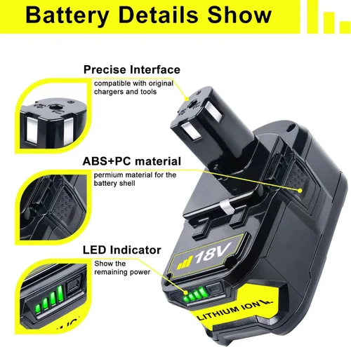 Miniatura 5 de Reemplazo de litio de 18 V 6.2 Ah para batería Ryobi de 18 V compatible con batería Ryobi One+ P108 P102 P103 P104 P105 P107 P109 P190 P191 P189