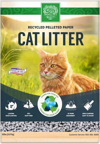 Miniatura 4 de Small Pet Select Arena de papel peletizado reciclado para gatos, arena para gatitos, pellets no aglomerantes para gatos, para uso con caja de arena