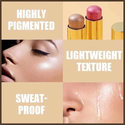 Miniatura 4 de MIELIKKI Barra de rubor en crema, maquillaje en barra de contorno, tonos con resaltadores y barras de sombra de ojos, larga duración, impermeable