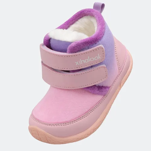 Miniatura 7 de XIHALOOK Botas de invierno para niños y niñas, para clima frío, zapatos cálidos de piel sintética con dos ganchos y bucle