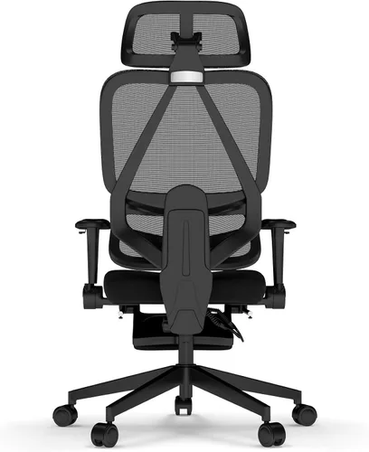 Miniatura 5 de Silla de oficina ergonómica de malla con reposabrazos, silla de escritorio grande y alta con soporte lumbar, silla giratoria de computadora