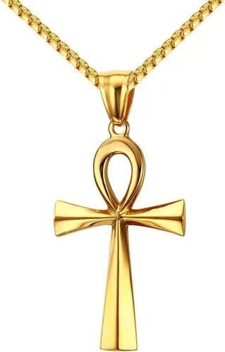 Miniatura 9 de Reve Collar con colgante religioso de cruz de Ankh copta de acero inoxidable para hombres y mujeres, cadena de 20 a 24 pulgadas