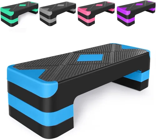 Escalón aeróbico ajustable para entrenamiento en fitness y ejercicio, plataforma de entrenamiento de 3 ajustes, altura ajustable de 4 a 6 a 8