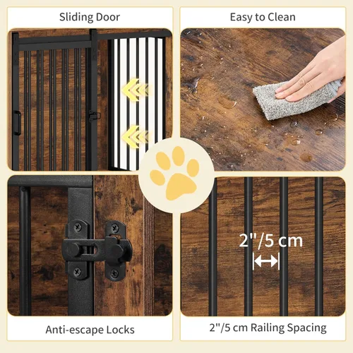 Miniatura 5 de Hzuaneri Mueble de jaula para perros de 27.2 pulgadas con puerta de granero, perrera resistente para interiores con 2 puertas, mesa auxiliar