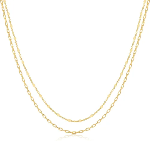 Miniatura 5 de Amicon Gargantilla delicada de oro para mujer, chapado en oro de 14 quilates, gargantilla satélite con cadena de puntos brillantes, cuentas finas