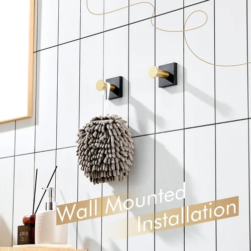 Miniatura 7 de KOKOSIRI Ganchos para bata, ganchos para toallas de baño, para pared, armario, cocina, toallas colgantes, accesorios de baño, color negro con acero